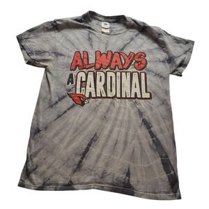 Colortone Always A Cardinal Tie Dye T-Shirt Grey Red Small Men's Graphic tee